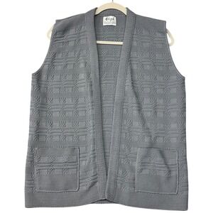 VTG Milrank Sweater Vest Mens M Womens L Gray Knit Open Front Pockets 70s